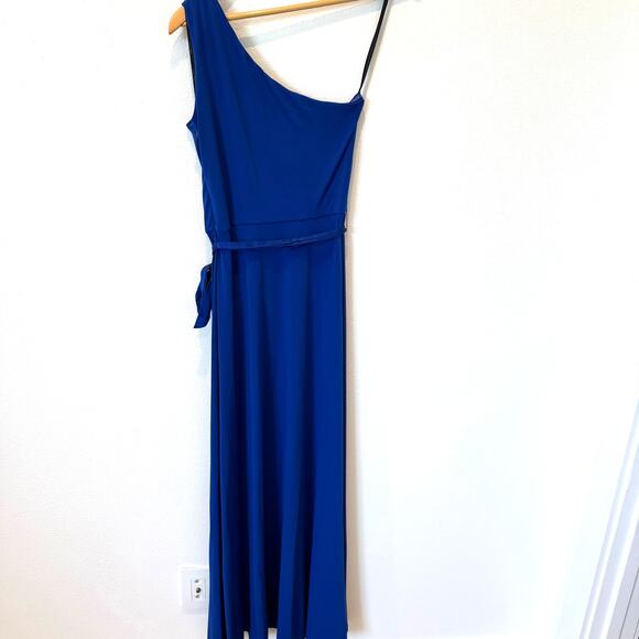 Calvin Klein Royal Blue Draped One Shoulder Classic Asymmetric Gown Size 6 - Picture 7 of 10
